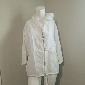 Made in Italy M,L hoodie sweatshirt star lightweight sheer full zip linen blend